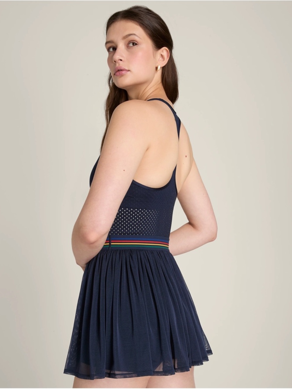 Wilson Navy Mini Activewear Tennis Dress with Rainbow Waistband πΎπβ¨ - Picture 4 of 5